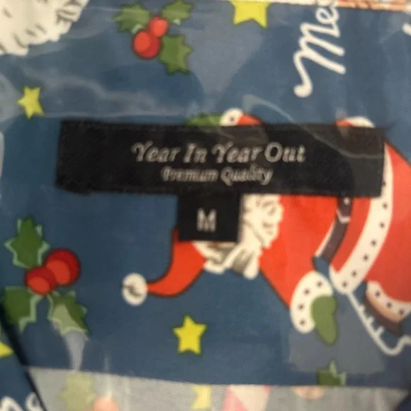 Year in Year Out Men's Short Sleeve Christmas Button Up Dress Shirt Medium - Picture 4 of 4